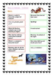 English Worksheet: HALLOWEEN JOKES