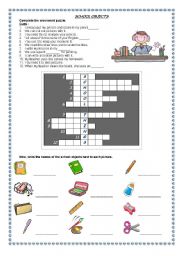 English Worksheet: School Objects