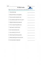 English Worksheet: ACTION VERBS