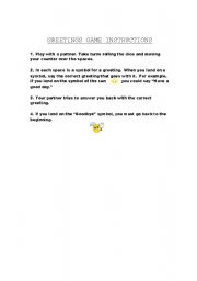 English worksheet: greeting games instructions