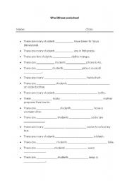 English Worksheet: Who/Whose