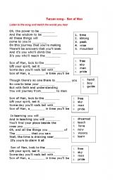 English Worksheet: Tarzan song