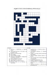 English Worksheet: feeling adjectives crossword