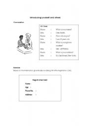 English Worksheet: introducing yourself and others