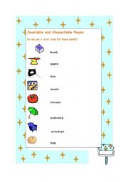 English worksheet: Countable-Uncountable