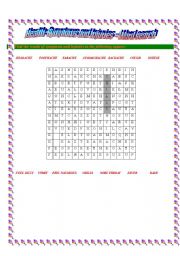 English worksheet: Health: Symptoms and Injurie- Wordsearch