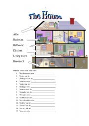 English Worksheet: Rooms in the House