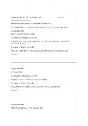 English Worksheet: Canadian Idiom Worksheet