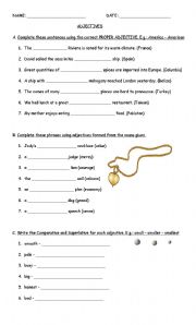 English Worksheet: Adjectives