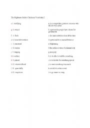 English worksheet: The Nightmare Before Christmas vocabulary Answer Key