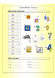 English Worksheet: Vocabulary Matching Worksheet - Elementary 1.1