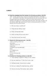 English worksheet: exam about past tenses