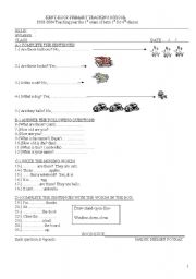 English worksheet: quiz 4th class