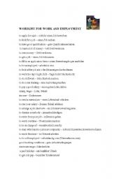 English worksheet: Wordlist for work and employment English-German