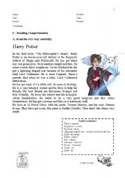 English Worksheet: Harry Potter Test - part 1