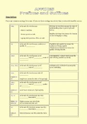 English Worksheet: affixes