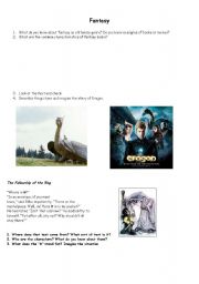 English Worksheet: Fantasy