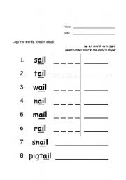 English Worksheet: Sound /a-e/