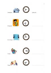 English Worksheet: the time with daily activities