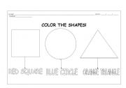 English worksheet: color the shapes