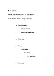 English worksheet: Features of Fiction