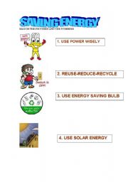 English worksheet: SAVING ENERGY