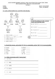 English Worksheet: 6th grade exam - group A