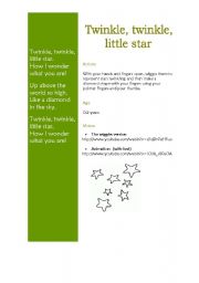 English Worksheet: Twinkle, twinkle little star song