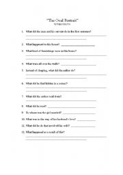 English Worksheet: The Oval Portrait by Edgar Allan Poe story questions