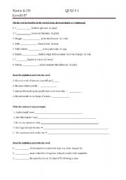 English Worksheet: Quiz for level 3 studnets
