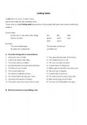 English Worksheet: Linking verbs