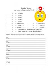 English Worksheet: Question Words