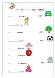 English worksheet: Usage of  the demonstratives This and That