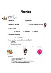 English Worksheet: Phonics in 4 lessons 1/3 (introduction & phonics)