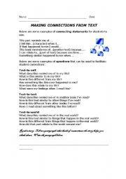 English Worksheet: Making Connections in Literature