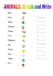 English worksheet: A lot of Animals