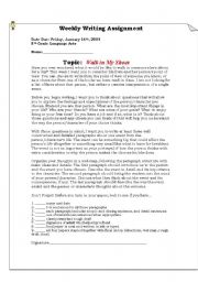 English Worksheet: Weekly Writing