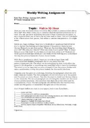 English worksheet: Weekly Writing