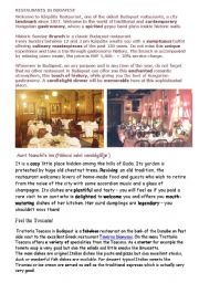 English Worksheet: Restaurants in Budapest