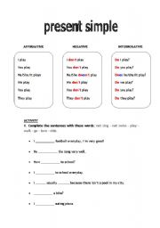 English worksheet: Present simple