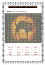 English worksheet: HALLOWEEN WORD SEARCH