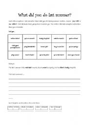 English Worksheet: what did you do?