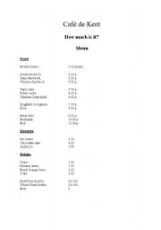 English worksheet: how much is it?