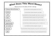 English worksheet: Places and descriptions matching worksheet