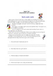 English Worksheet: Sport reading