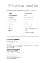 English Worksheet: Phone calls