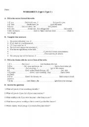 English worksheet: conditionals