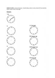 English Worksheet: Telling the Time + Ago
