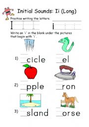 English Worksheet: Initial sound Ii(long)