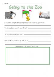 English worksheet: Comprehension passage about the zoo